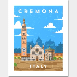 Cremona, Italy. Retro travel minimalist poster Posters and Art